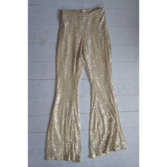 By Together Gold Sequin High Rise Flared Pants– Size S - Picture 2 of 8